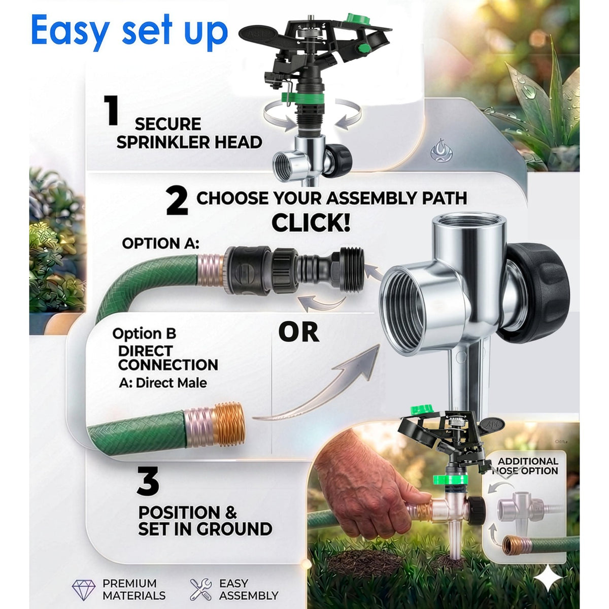Enhance your garden with APT Sprinklers for Lawn Garden, featuring easy setup steps for optimal watering. Available at Curat Cart.