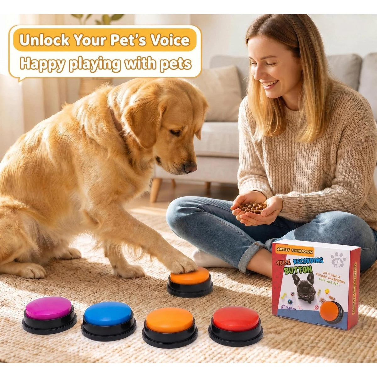 Discover the Voice Recording Button for Dogs, specially curated by Curat Cart, enhancing pet interaction and communication.