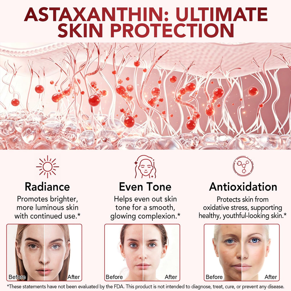 Astaxanthin Lutein Zeaxanthin supplements promote radiant skin and protection against oxidative stress. Available in India at Curat Cart.