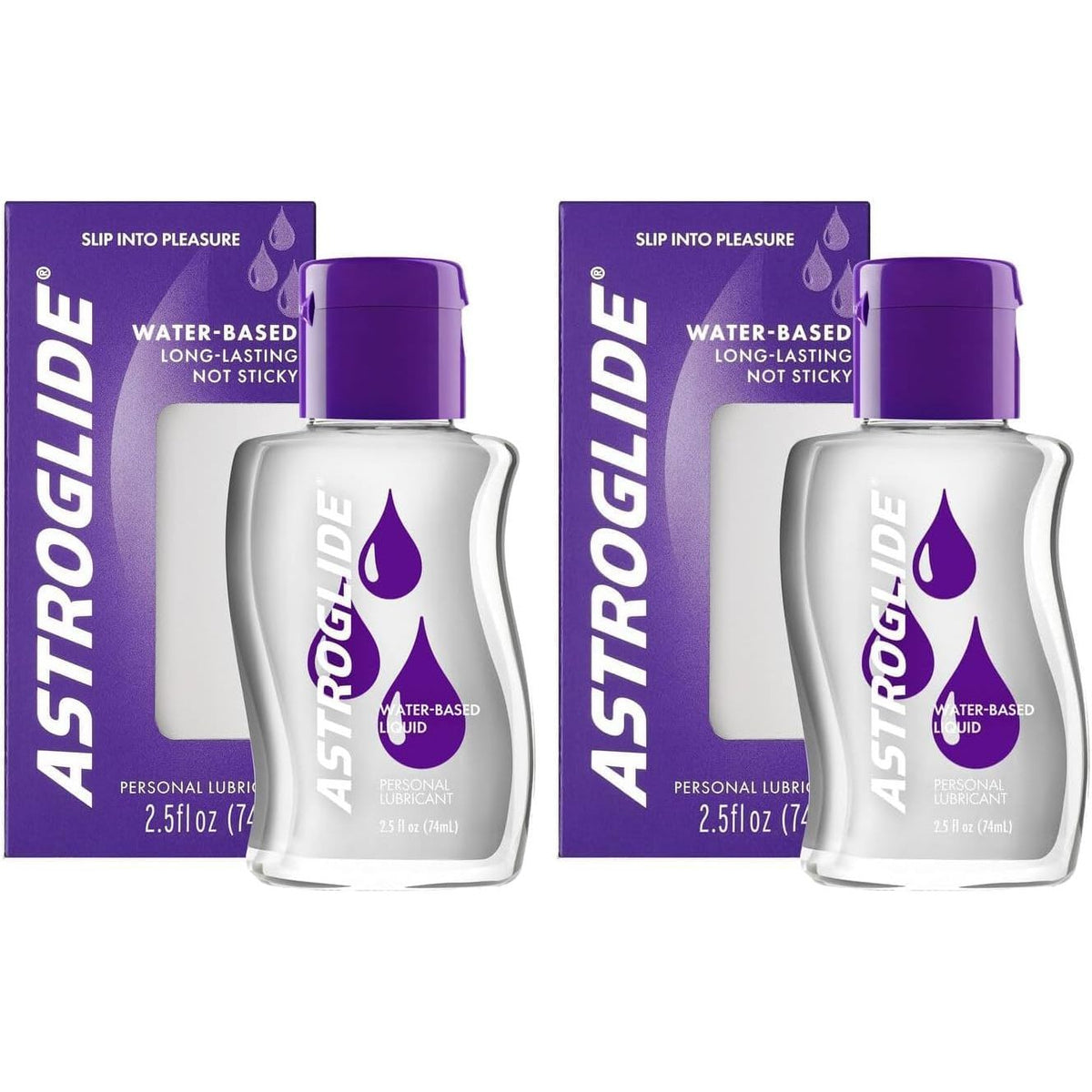 Astroglide water-based lubricant, 2.5 oz bottles, verified by CuratCart for quality and trust. Perfect for smooth experiences.