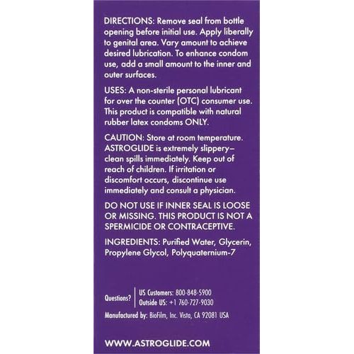 Premium imported Astroglide Water Based Lubricant. Non-steroidal, enhances intimacy with safe, effective moisture.