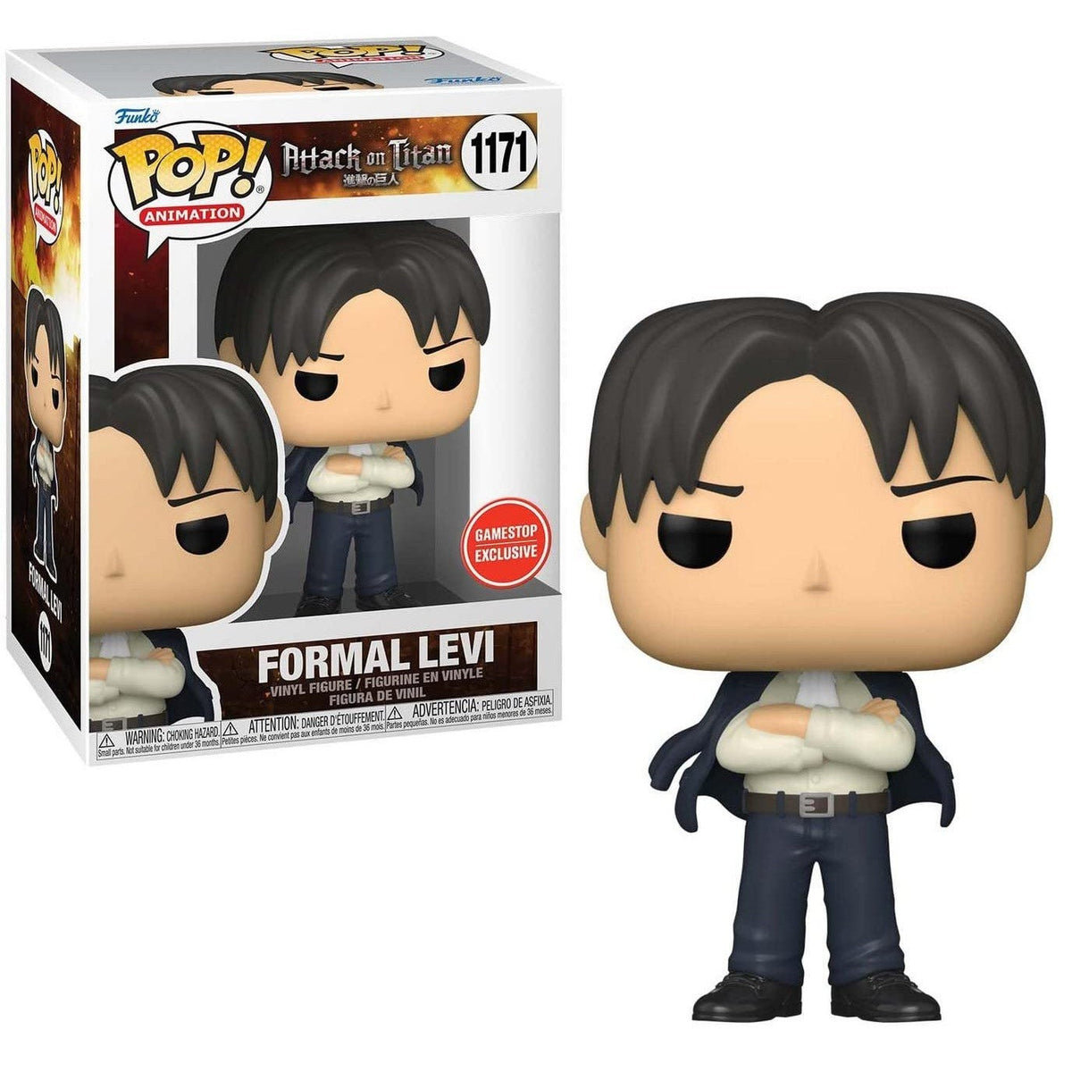 Discover the authentic Formal Levi vinyl figure from Attack on Titan, a GameStop exclusive. Perfect for collectors!