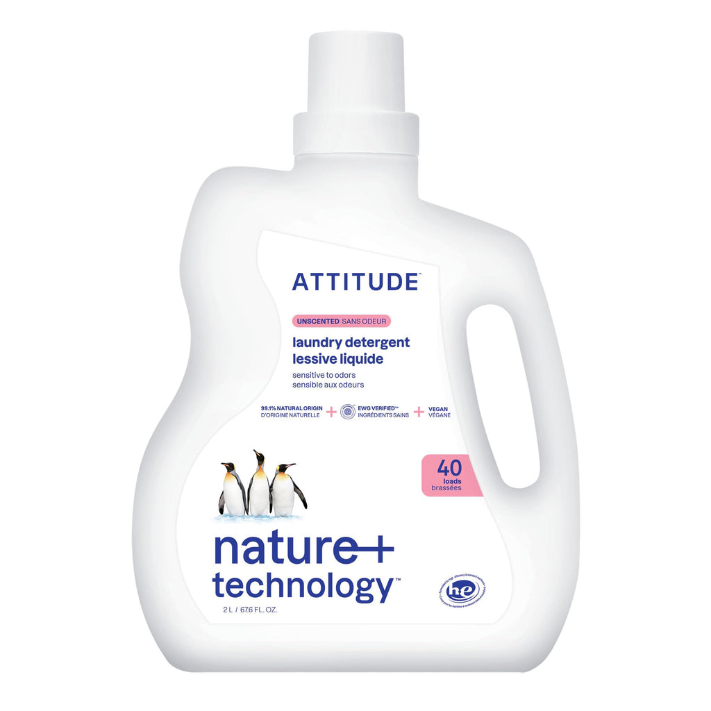 ATTITUDE Liquid Laundry Detergent, unscented, 100% Authentic, available at Curat Cart in India for sensitive skin. 40 washes.