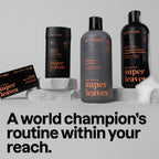 Authentic Attitude Men's Patchouli & Bourbon Deodorant with eco-friendly design, showcasing shower gel and shampoo.