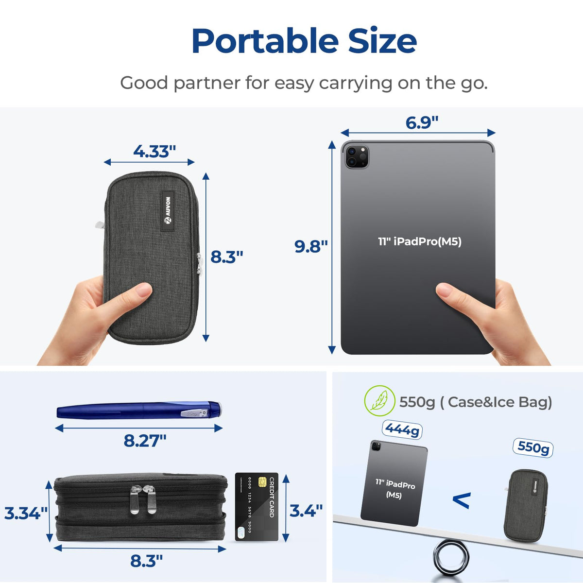 AUVON Insulin Cooler Travel Case showcases portable design, perfect for easy carrying. 100% Authentic, available at Curat Cart.