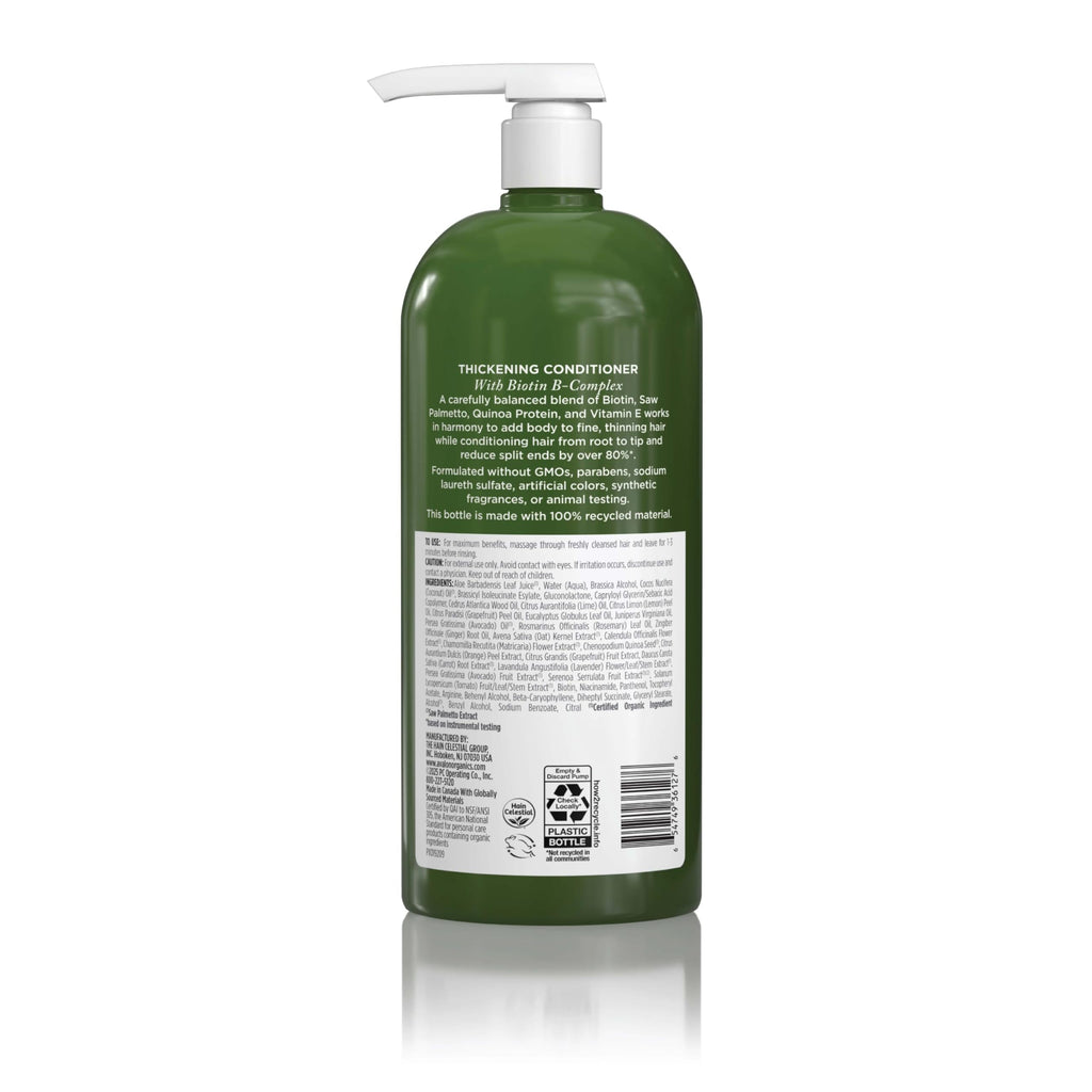 Avalon Organics Therapy Thickening Conditioner features a green bottle with pump. Available for online order.