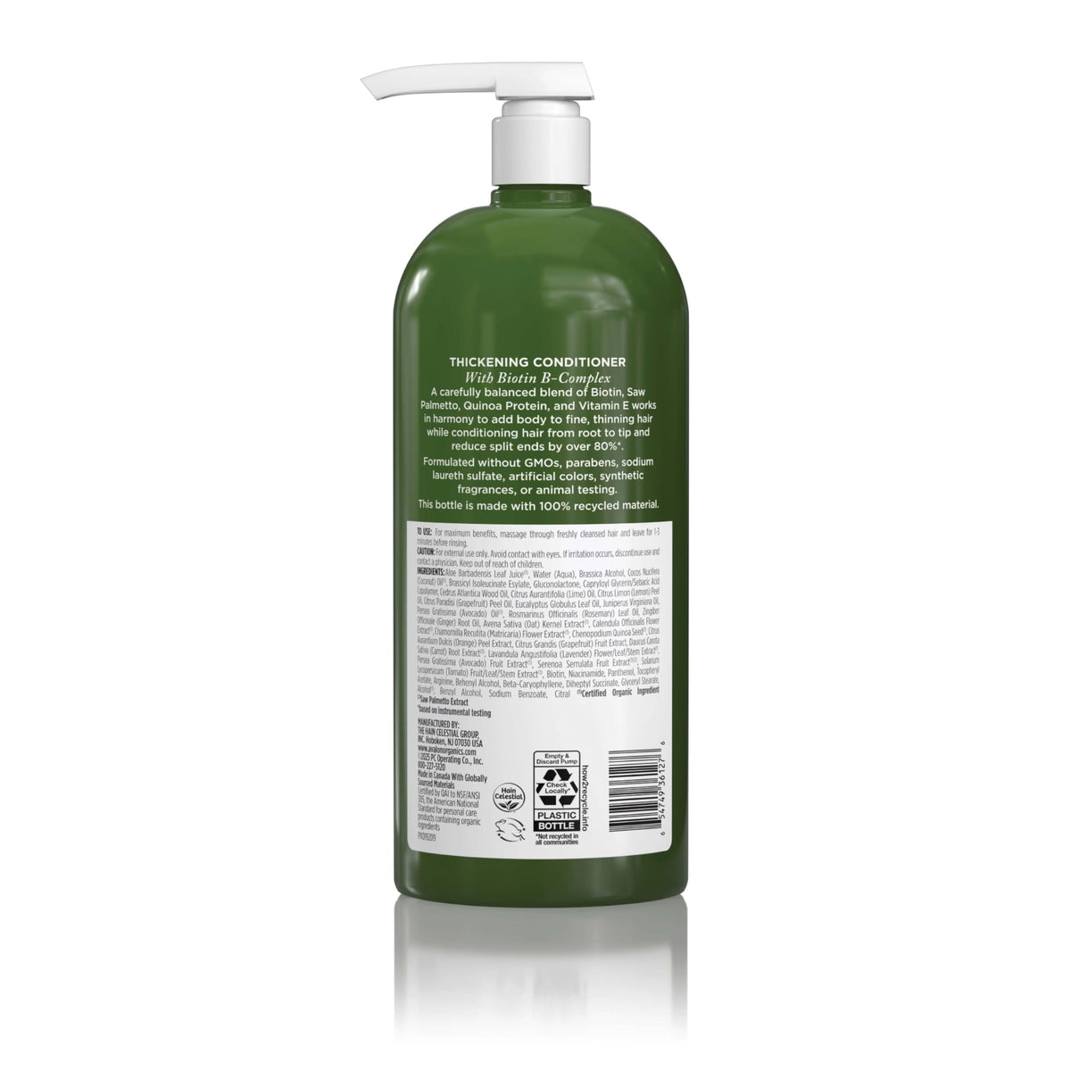 Avalon Organics Therapy Thickening Conditioner features a green bottle with pump. Available for online order.
