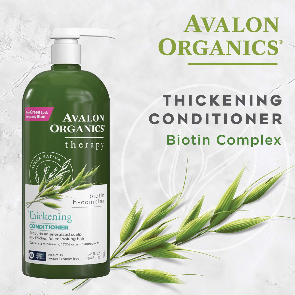 Authentic Avalon Organics Thickening Conditioner with Biotin Complex, designed for fuller, thicker hair. 100% genuine product.