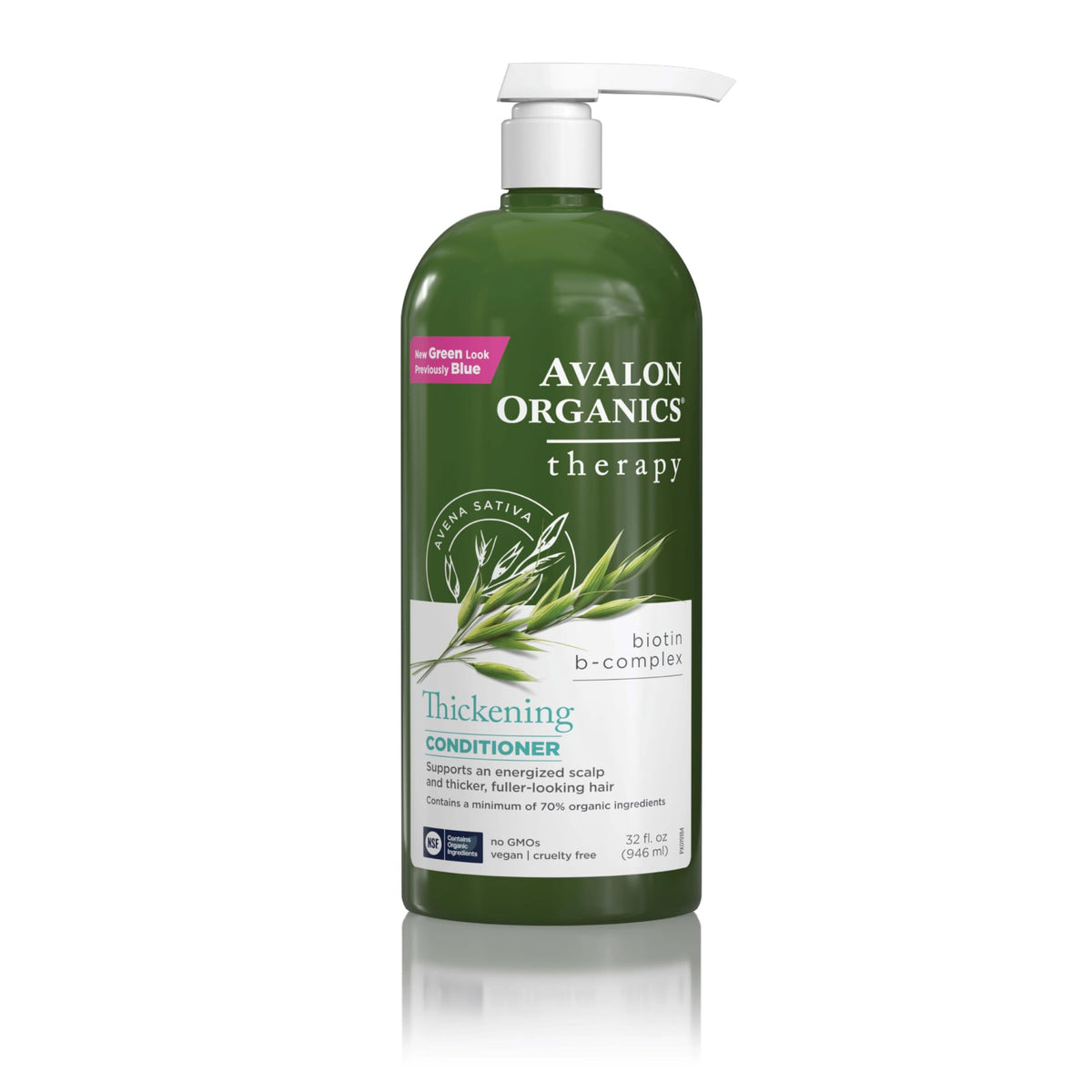 Premium Avalon Organics Thickening Conditioner for healthy volume, enriched with biotin and B-complex for fuller-looking hair.