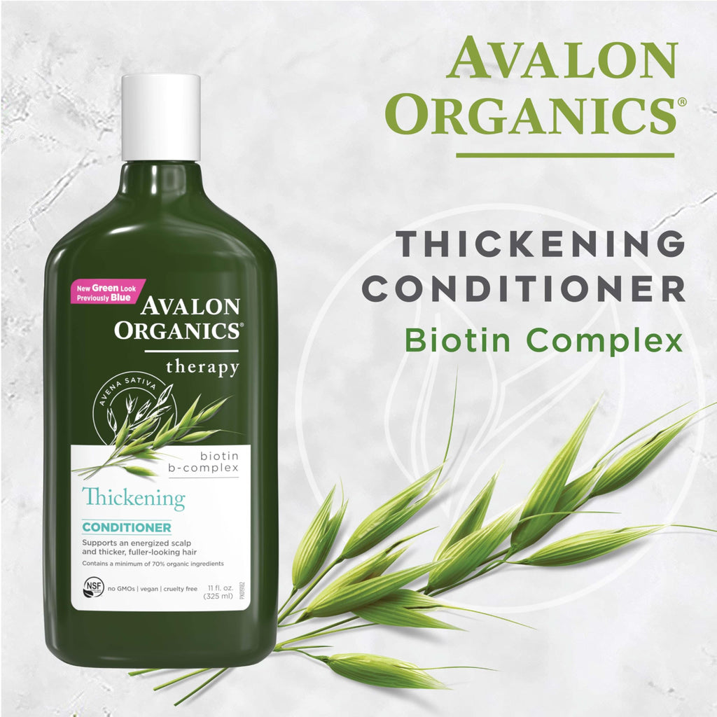 Avalon Organics Therapy Thickening Conditioner features a biotin complex for fuller, healthier hair. Eco-friendly packaging.