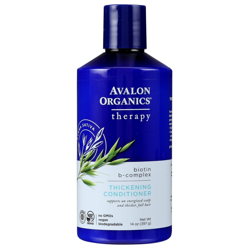 Avalon Organics Therapy Thickening Conditioner, biotin b-complex formula for thicker, fuller hair. 100% authentic, vegan, biodegradable.