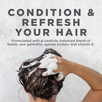Avalon Organics Thickening Conditioner features biotin, saw palmetto, and quinoa protein for vibrant, refreshed hair.
