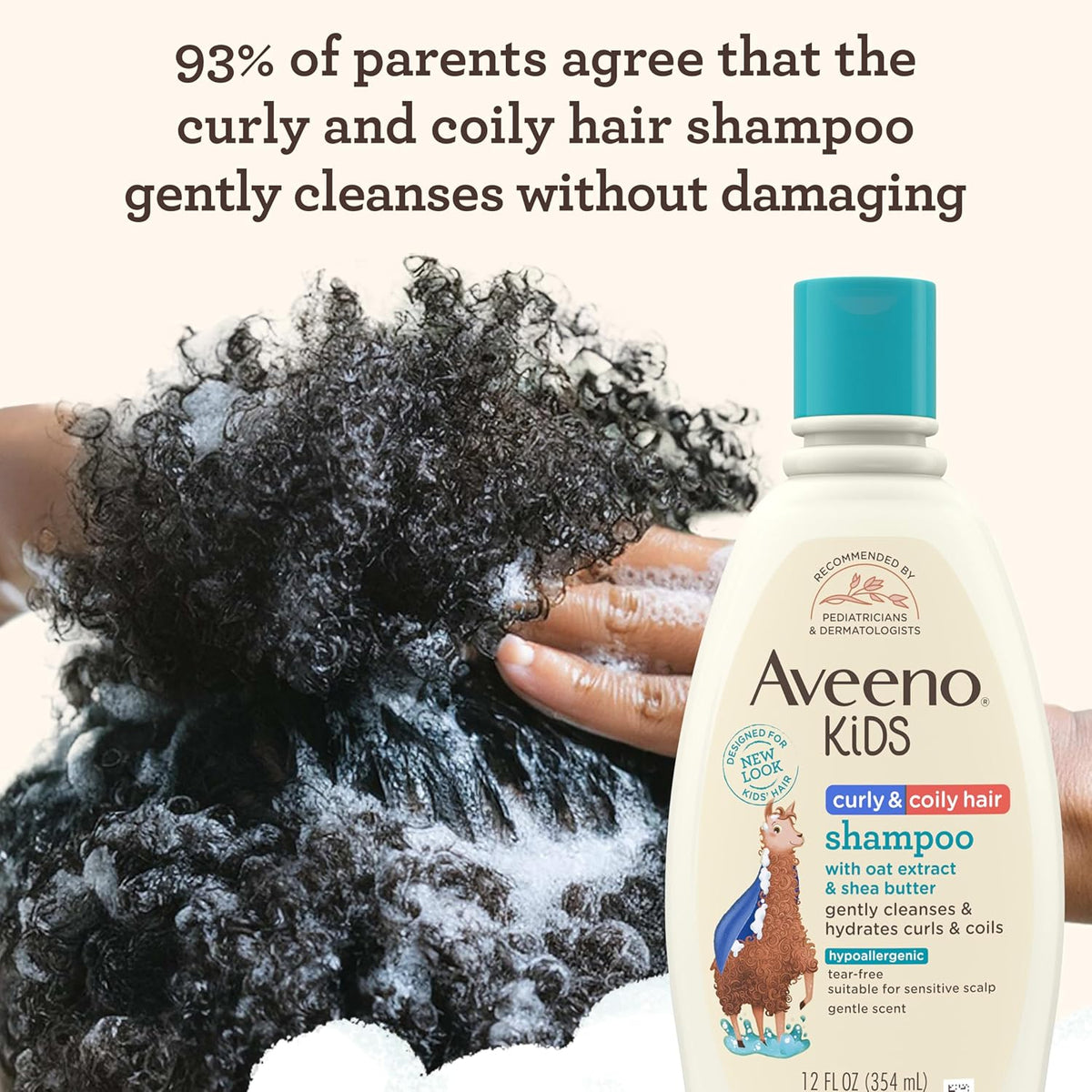 Premium imported Aveeno Kids Curly Hair Shampoo gently cleanses curls without damage, ensuring softness and shine.