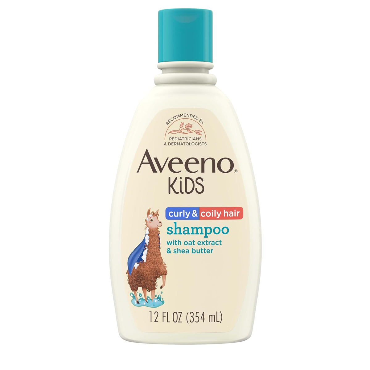 Premium imported Aveeno Kids Curly Hair Shampoo, featuring oat extract and shea butter for soft, defined curls.