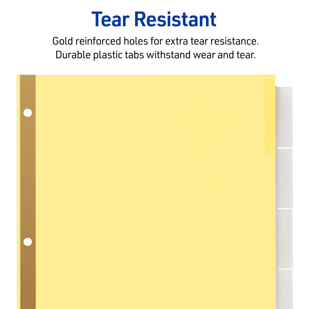 Premium imported Avery Paper Dividers Big Tab feature tear-resistant design and gold reinforced holes for lasting use. Available at Curat Cart.