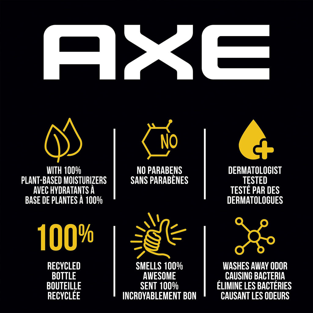 AXE Men's Face Body Wash Shampoo features 100% recycled packaging and plant-based moisturizers for effective cleansing. Available at Curat Cart.
