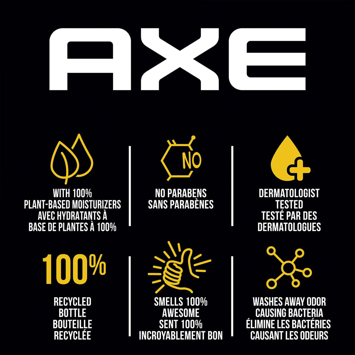 AXE Men's Face Body Wash Shampoo features 100% recycled packaging and plant-based moisturizers for effective cleansing. Available at Curat Cart.
