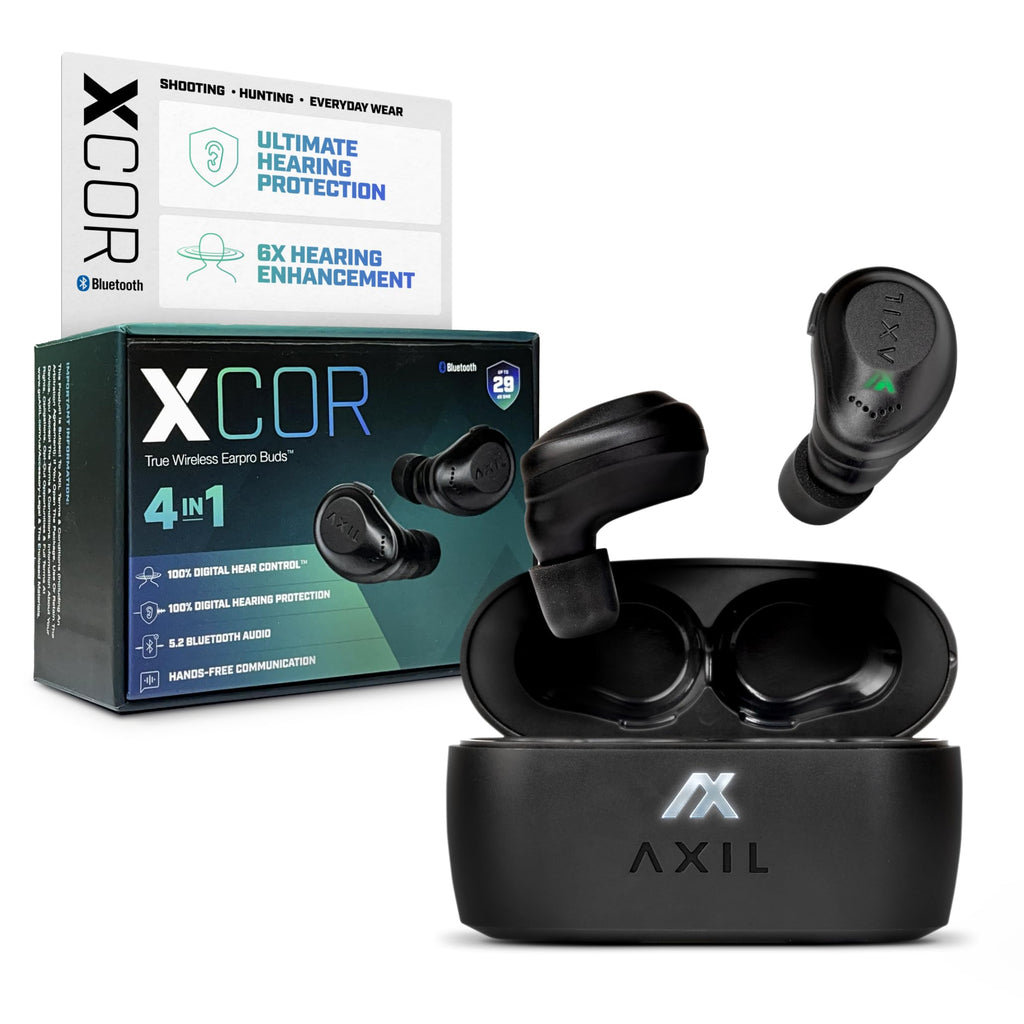 Discover AXIL XCOR PRO Wireless Earbuds, a premium import offering ultimate hearing enhancement for shooting, hunting, and everyday wear. Available at Curat Cart.