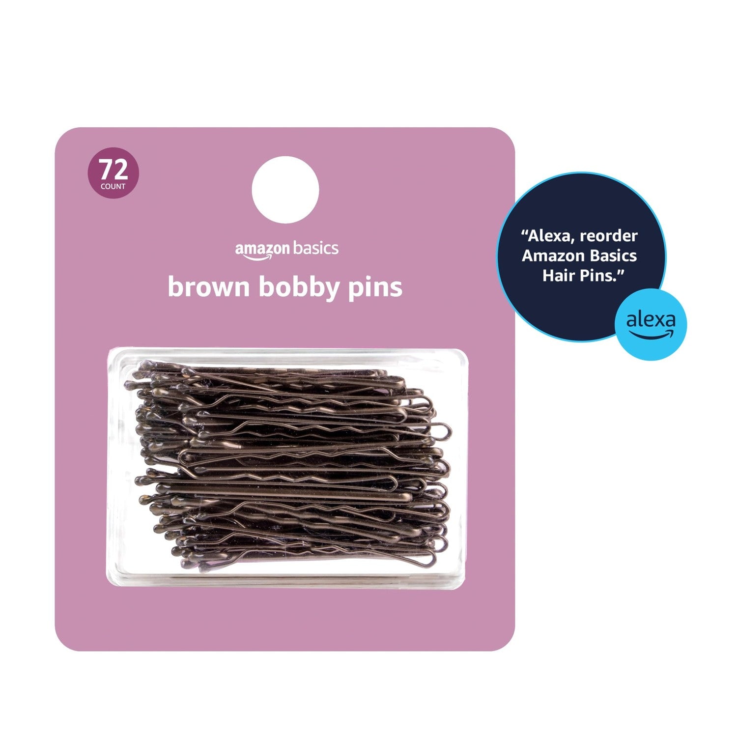 Amazon Basics Bobby Pins in Case Brown 72 Count (Pack of 4)