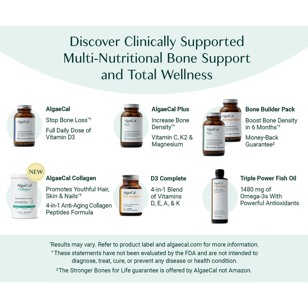 ALGAECAL Collagen Peptides, FORTIBONE®, FORTIGEL®, VERISOL®, UC-II® 1 Pack | 4 clinically supported collagen powders for stronger bones, healthier joints, smoother skin, thicker hair and tougher nails.