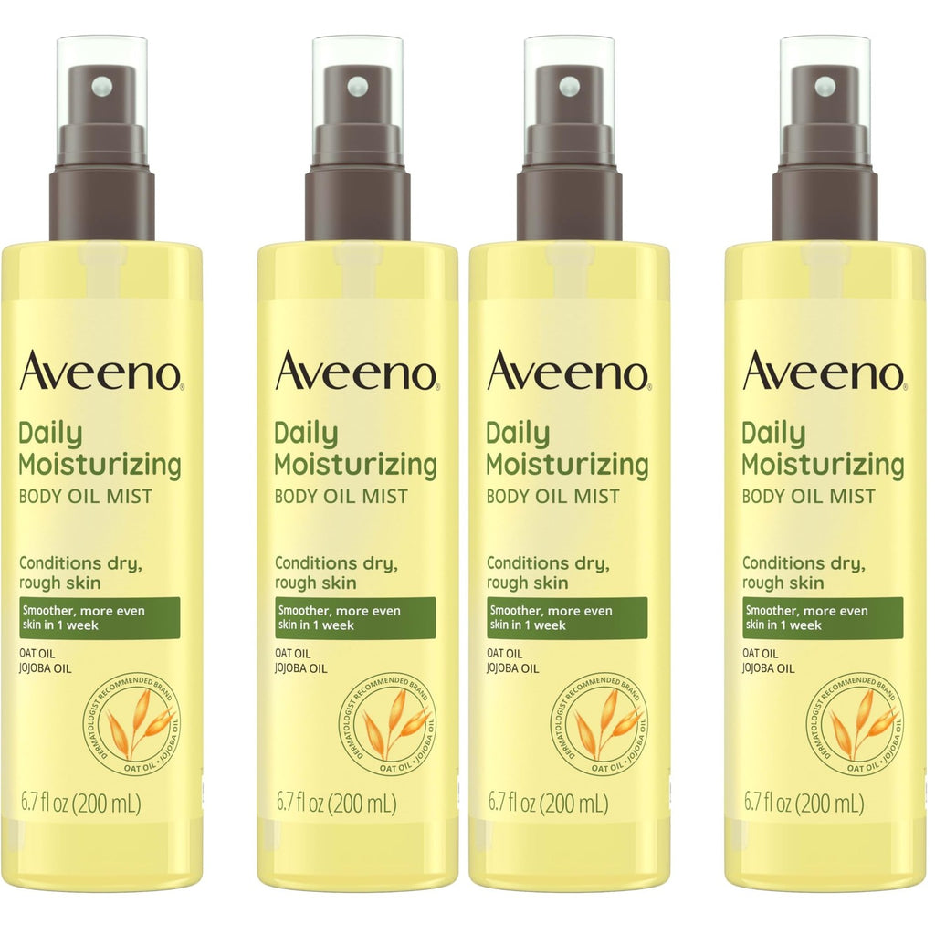 Aveeno Daily Moisturizing Body Oil Mist with Oat Oil and Jojoba Oil for Rough, Dry, Sensitive Skin, Nourishing Body Spray for Smoother, More Even Skin, Paraben- & Silicone-Free, 6.7 fl. oz