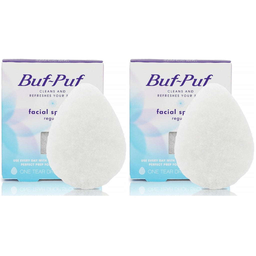 Buf-Puf Regular Facial Sponge, Dermatologist Developed, Removes Deep Down Dirt & Makeup that Causes Breakouts and Blackheads, Reusable, Exfoliating, White, 1 Count