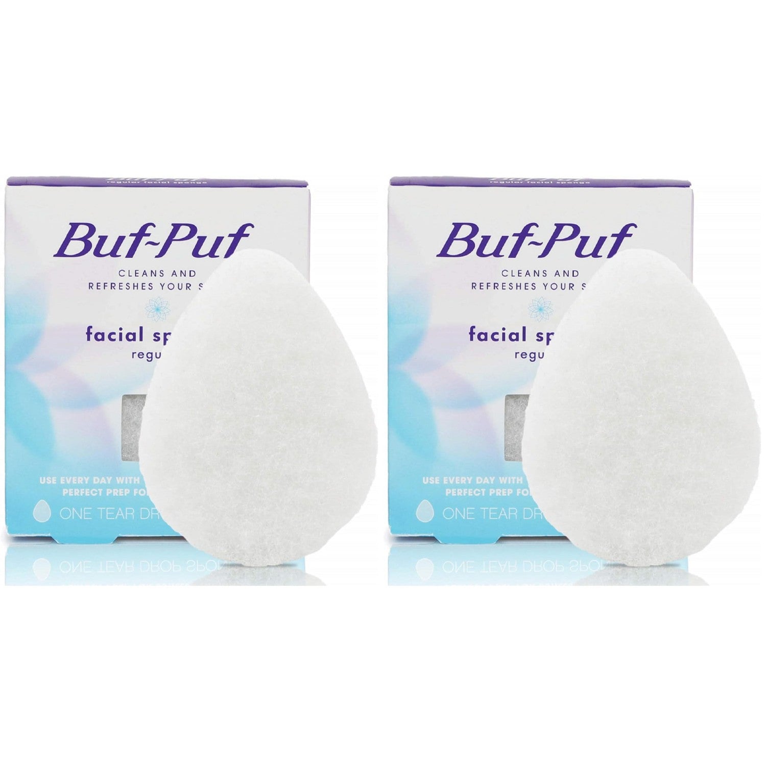 Buf-Puf Regular Facial Sponge, Dermatologist Developed, Removes Deep Down Dirt & Makeup that Causes Breakouts and Blackheads, Reusable, Exfoliating, White, 1 Count