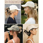 Versatile claw clips for baseball caps in various styles, showcasing their trendy design and ease of use.