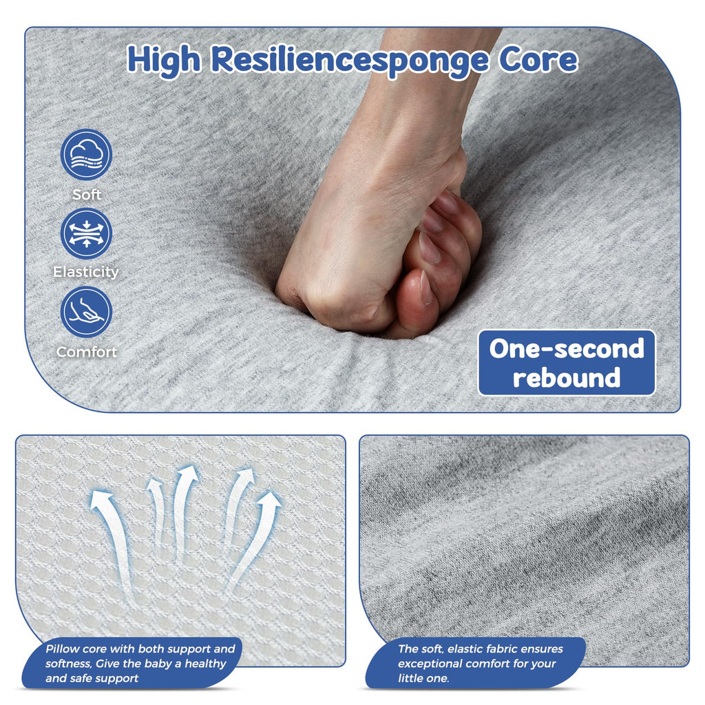 Baby Feeding Support Wedge Pillow features high-resilience sponge core for softness and comfort, ensuring safe support. Available at Curat Cart.