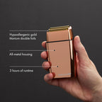 BaBylissPRO METALFX shaver with gold titanium foils, all-metal housing, and 3 hours of runtime, held in hand.