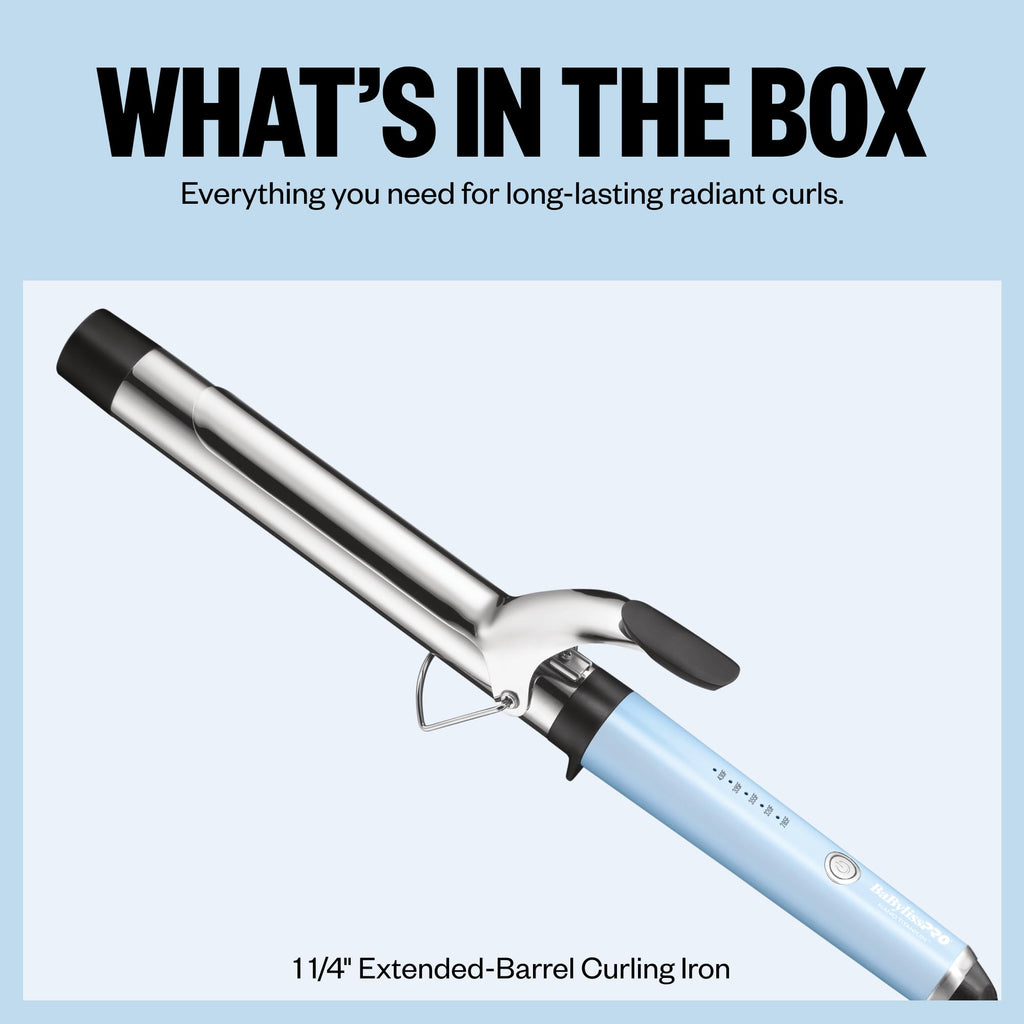 Premium imported BabylissPRO Nano Titanium curling iron for long-lasting radiant curls. Ideal for all hair types.
