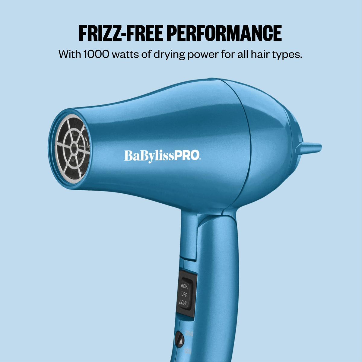 BaBylissPRO Nano Titanium Travel Hair Dryer offers 1000 watts for frizz-free styling, verified by CuratCart for store trust.