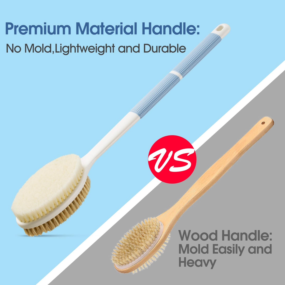 Discover the Back Scrubber Shower Brush Exfoliator, featuring a lightweight, mold-resistant handle. Verified by CuratCart.