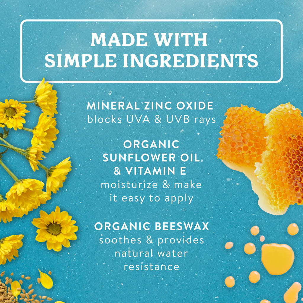 Badger Mineral Sunscreen Lip Balm features simple ingredients like organic sunflower oil and beeswax for natural protection. Available at Curat Cart.