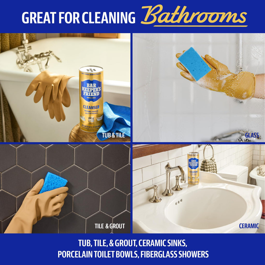 Discover the exclusive Bar Keepers Friend Powder Cleanser, ideal for cleaning bathrooms and various surfaces. Specially curated by Curat Cart.