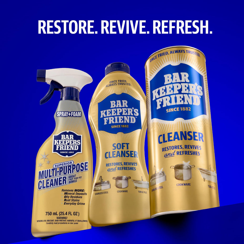 Discover Bar Keepers Friend Powder Cleanser, ideal for restoring shine and removing tough stains. Upgrade your cleaning routine with Curat Cart.
