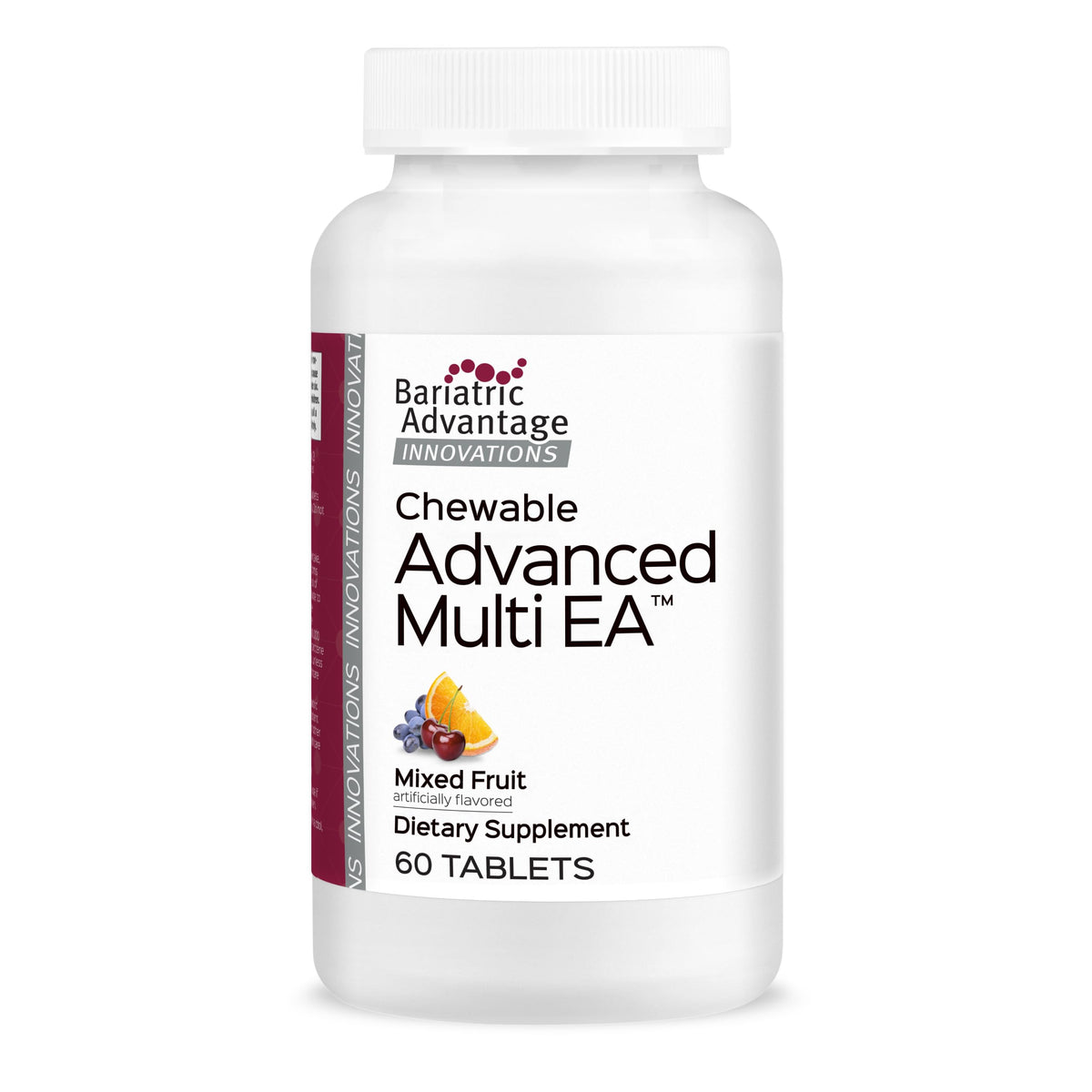 Discover Bariatric Advantage Chewable Multi, authentic dietary supplement in mixed fruit flavor, 60 tablets.