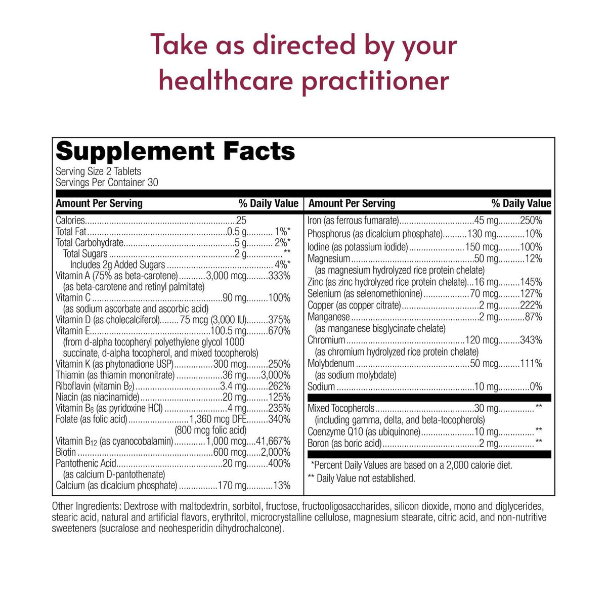 Detailed supplement facts for Bariatric Advantage Chewable Multi, verified by CuratCart for quality assurance.