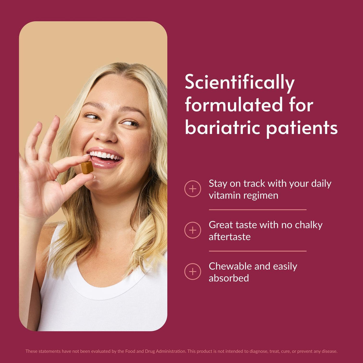 Bariatric Advantage Multi Chewy Bite available in India. Enjoy a tasty, chewable vitamin for bariatric patients. Order now at CuratCart.