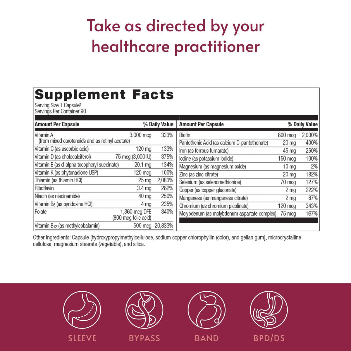 Detailed supplement facts for Bariatric Advantage Ultra Solo, trusted by CuratCart for your health needs.