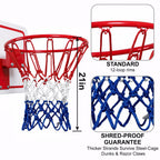 Premium imported professional basketball net replacement, featuring a shred-proof guarantee and standard 12-loop rims. Available at Curat Cart.