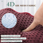 RUVINCE bath pillow features 4D air mesh fabric for breathability and superior cushioning, ensuring maximum comfort.