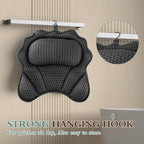 RUVINCE ergonomic bath pillow features strong hanging hook for easy storage and quick drying after use.
