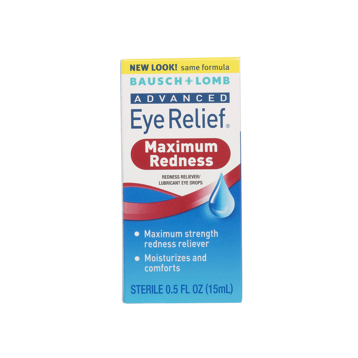 Bausch + Lomb Advanced Eye Relief for maximum redness relief, a premium import available at Curat Cart, moisturizes and comforts eyes.