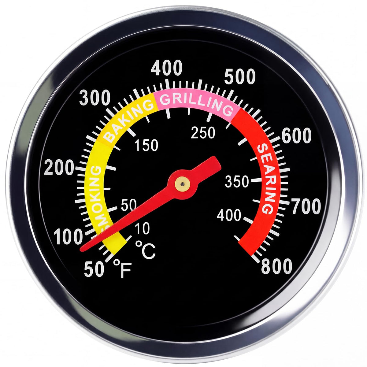 Premium imported BBQ Thermometer Smoker Gauge with clear temperature markings, ideal for precision cooking. Available at Curat Cart.