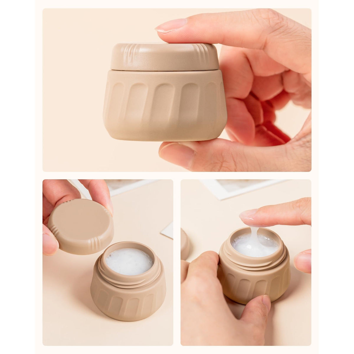 Compact Mrsdry travel container for toiletries, featuring a neutral design, ideal for cosmetics and travel. Verified by CuratCart.