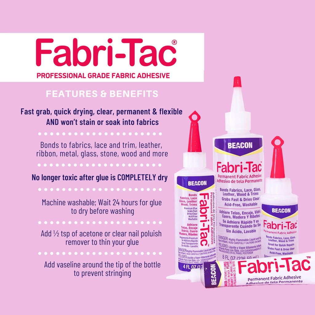 Fabri-Tac Fabric Glue, a premium imported adhesive, offers quick drying and flexibility for all fabric projects. Available at Curat Cart.