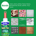 Beacon Gem-Tac Permanent Glue in official packaging, perfect for bonding fabric, gems, and other materials. Available at Curat Cart.