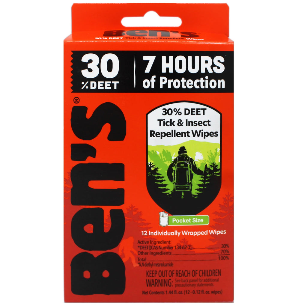 Ben's 30% DEET Insect Repellent Wipes provide 7 hours of protection. 100% Authentic, available at Curat Cart in India.