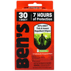 Ben's 30% DEET Insect Repellent Wipes provide 7 hours of protection. 100% Authentic, available at Curat Cart in India.